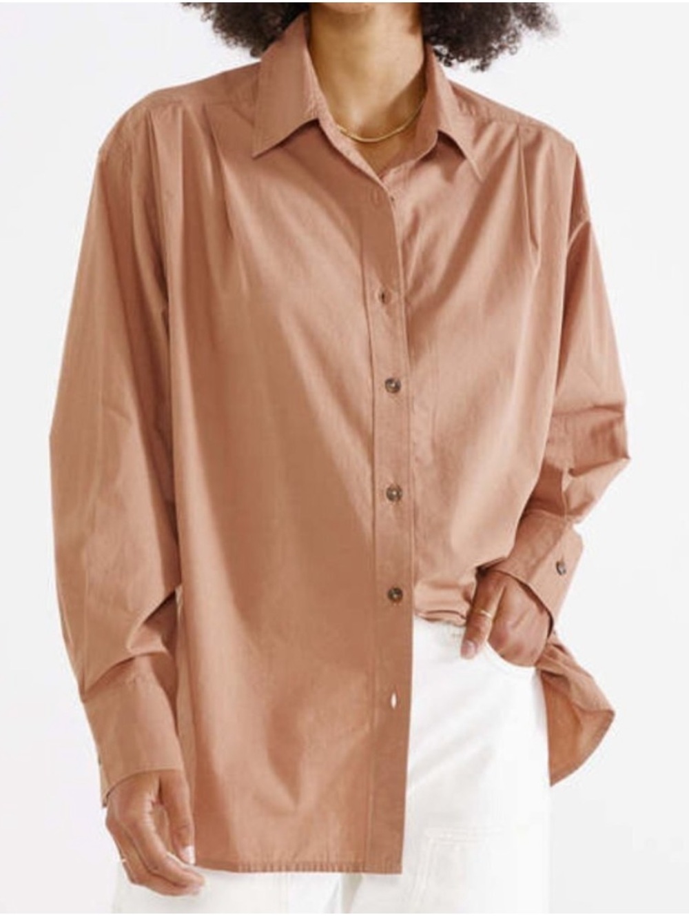 Etica Organic Cotton Poplin Button Down Shirt in Mink Size Small